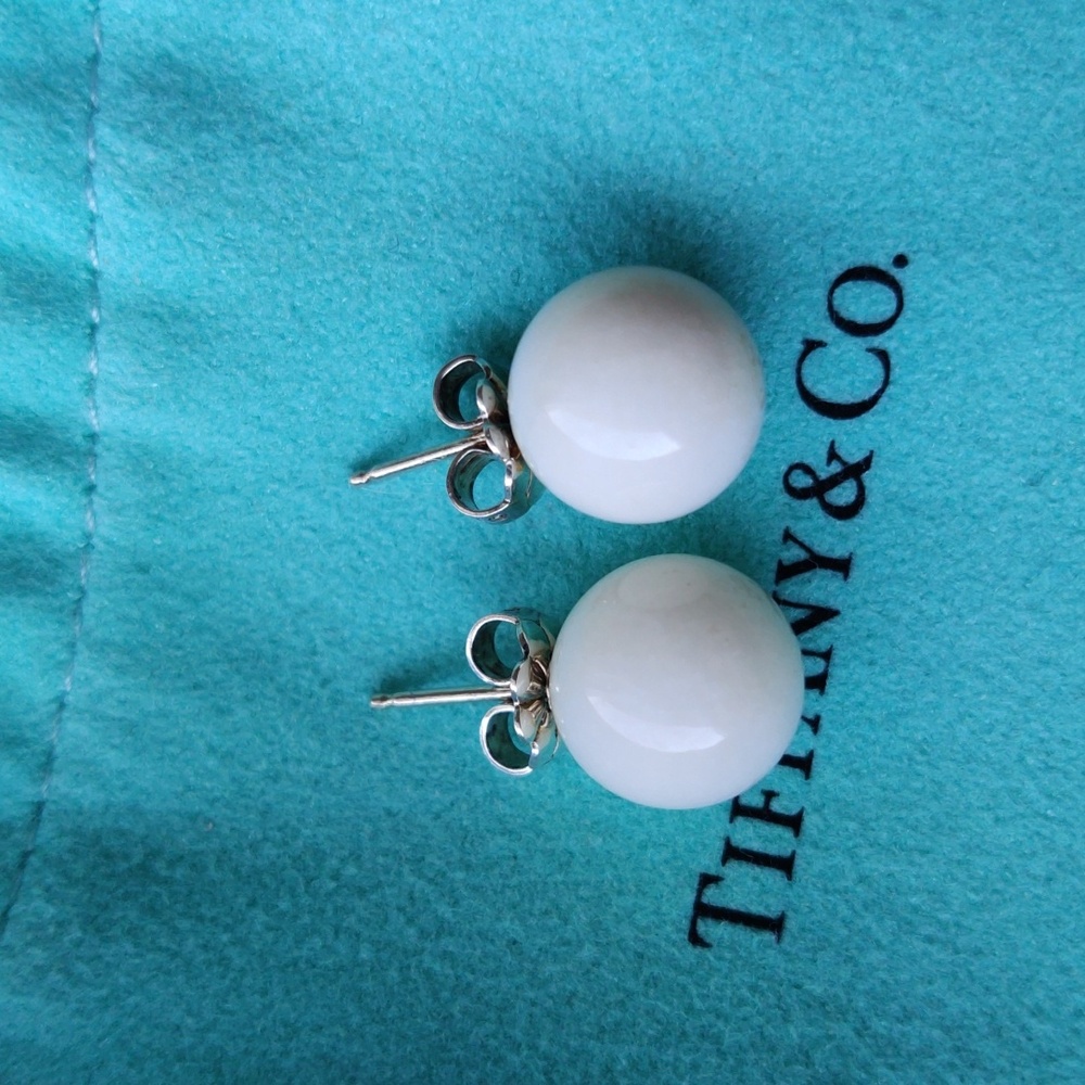 Tiffany & Co. White Dolomite Ball Stud Ziegfeld Earrings, 10mm